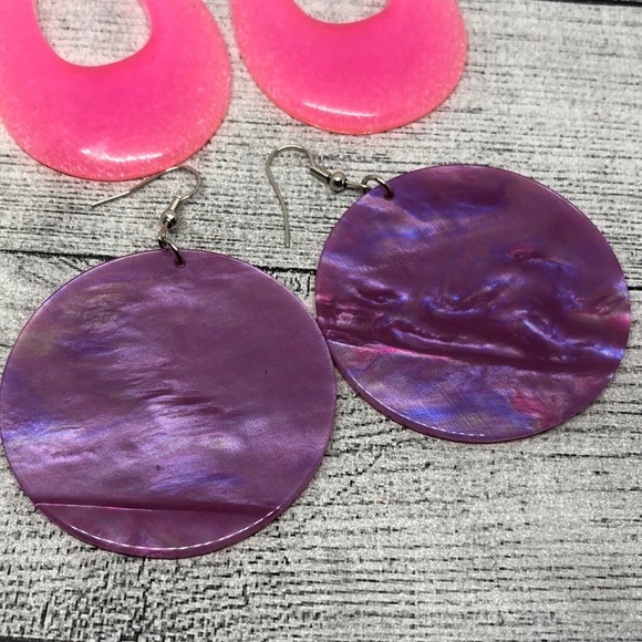 Bundle lot 2 retro 90's acrylic vibrant earrings colorful statement dangle drop. - Picture 2 of 5